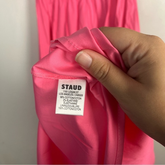 New STAUD Elio Off-shoulder Dress in Cotton Poplin size 00 in Plumeria - Picture 8 of 9